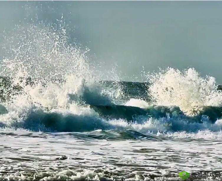 浪花一阵接一阵地涌了过来：那汹涌澎湃的壮观景象